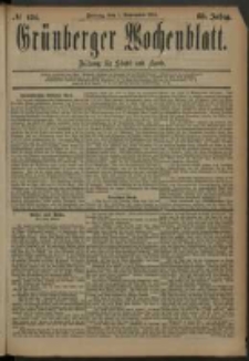 Grünberger Wochenblatt: Zeitung für Stadt und Land, No. 134. (7. November 1884)