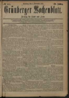 Gr&uuml;nberger Wochenblatt: Zeitung f&uuml;r Stadt und Land, No. 135. (9. November 1884)