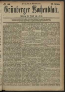 Grünberger Wochenblatt: Zeitung für Stadt und Land, No. 140. (21. November 1884)