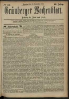 Grünberger Wochenblatt: Zeitung für Stadt und Land, No. 141. (23. November 1884)