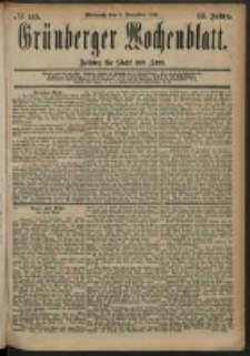 Grünberger Wochenblatt: Zeitung für Stadt und Land, No. 145. (3. December 1884)