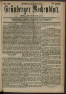 Grünberger Wochenblatt: Zeitung für Stadt und Land, No. 148. (10. December 1884)