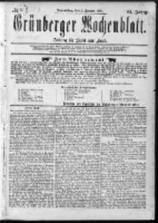 Grünberger Wochenblatt: Zeitung für Stadt und Land, No. 1. (1. Januar 1885)