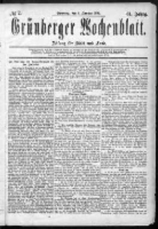 Grünberger Wochenblatt: Zeitung für Stadt und Land, No. 2. (4. Januar 1885)