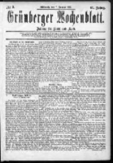 Grünberger Wochenblatt: Zeitung für Stadt und Land, No. 3. (7. Januar 1885)