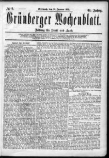 Grünberger Wochenblatt: Zeitung für Stadt und Land, No. 9. (21. Januar 1885)