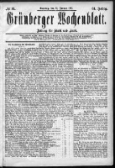 Grünberger Wochenblatt: Zeitung für Stadt und Land, No. 11. (25. Januar 1885)