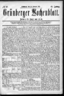 Grünberger Wochenblatt: Zeitung für Stadt und Land, No. 12. (28. Januar 1885)