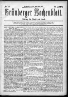 Grünberger Wochenblatt: Zeitung für Stadt und Land, No. 15. (4. Februar 1885)