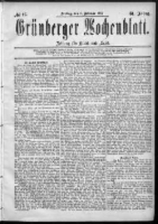 Grünberger Wochenblatt: Zeitung für Stadt und Land, No. 16. (6. februar 1885)
