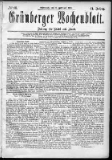 Grünberger Wochenblatt: Zeitung für Stadt und Land, No. 18. (11. Februar 1885)