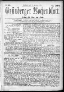 Grünberger Wochenblatt: Zeitung für Stadt und Land, No. 21. (18. Februar 1885)