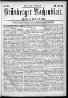 Grünberger Wochenblatt: Zeitung für Stadt und Land, No. 31. (13. März 1885)
