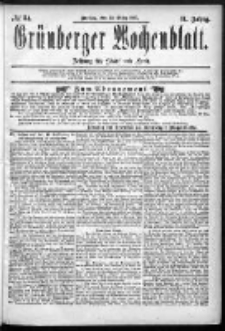 Grünberger Wochenblatt: Zeitung für Stadt und Land, No. 34. (20. März 1885)