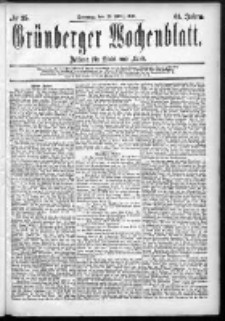 Grünberger Wochenblatt: Zeitung für Stadt und Land, No. 35. (22. März 1885)