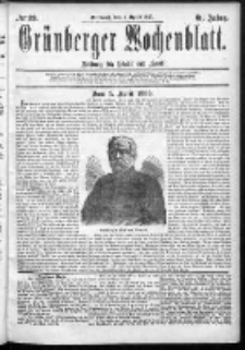 Grünberger Wochenblatt: Zeitung für Stadt und Land, No. 39. (1. April 1885)