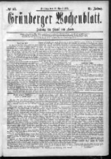 Grünberger Wochenblatt: Zeitung für Stadt und Land, No. 43. (10. April 1885)