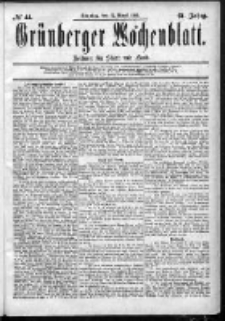 Gr&uuml;nberger Wochenblatt: Zeitung f&uuml;r Stadt und Land, No. 44. (12. April 1885)
