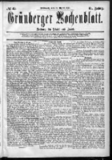 Grünberger Wochenblatt: Zeitung für Stadt und Land, No. 45. (15. April 1885)