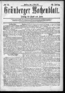 Grünberger Wochenblatt: Zeitung für Stadt und Land, No. 52. (1. Mai 1885)