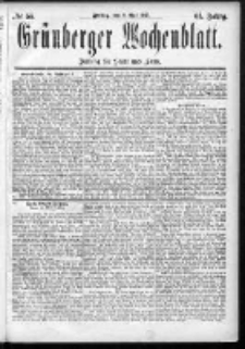 Grünberger Wochenblatt: Zeitung für Stadt und Land, No. 55. (8. Mai 1885)