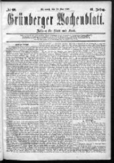 Grünberger Wochenblatt: Zeitung für Stadt und Land, No. 60. (20. Mai 1885)