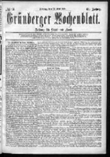 Grünberger Wochenblatt: Zeitung für Stadt und Land, No. 61. (22. Mai 1885)