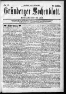 Grünberger Wochenblatt: Zeitung für Stadt und Land, No. 65. (31. Mai 1885)