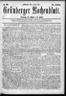 Grünberger Wochenblatt: Zeitung für Stadt und Land, No. 66. (3. Juni 1885)