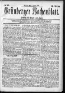 Grünberger Wochenblatt: Zeitung für Stadt und Land, No. 67. (5. Juni 1885)