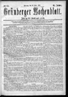 Grünberger Wochenblatt: Zeitung für Stadt und Land, No. 70. (12. Juni 1885)