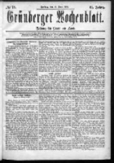Grünberger Wochenblatt: Zeitung für Stadt und Land, No. 73. (19. Juni 1885)