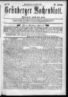 Grünberger Wochenblatt: Zeitung für Stadt und Land, No. 75. (24. Juni 1885)