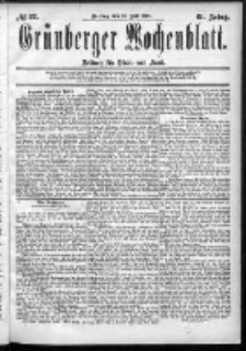 Grünberger Wochenblatt: Zeitung für Stadt und Land, No. 82. (10. Juli 1885)