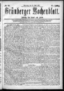 Grünberger Wochenblatt: Zeitung für Stadt und Land, No. 83. (12. Juli 1885)