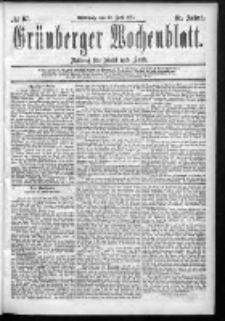 Grünberger Wochenblatt: Zeitung für Stadt und Land, No. 87. (22. Juli 1885)