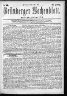Grünberger Wochenblatt: Zeitung für Stadt und Land, No. 88. (24. Juli 1885)