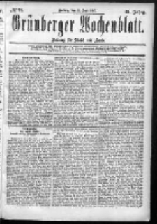 Grünberger Wochenblatt: Zeitung für Stadt und Land, No. 91. (31. Juli 1885)