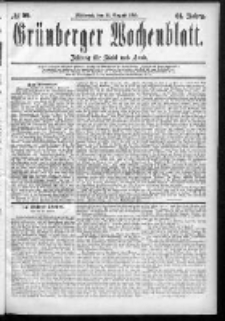 Grünberger Wochenblatt: Zeitung für Stadt und Land, No. 99. (19. August 1885)