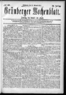 Grünberger Wochenblatt: Zeitung für Stadt und Land, No. 102. (26. August 1885)