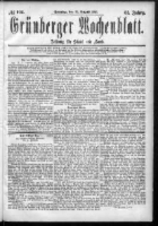 Grünberger Wochenblatt: Zeitung für Stadt und Land, No. 104. (30. August 1885)