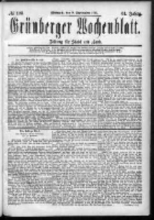 Grünberger Wochenblatt: Zeitung für Stadt und Land, No. 108. (9. September 1885)