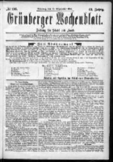 Grünberger Wochenblatt: Zeitung für Stadt und Land, No. 116. (27. September 1885)