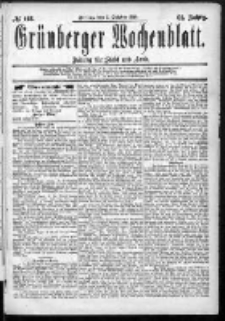 Grünberger Wochenblatt: Zeitung für Stadt und Land, No. 118. (2. October 1885)