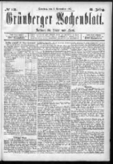 Grünberger Wochenblatt: Zeitung für Stadt und Land, No. 131. (1. November 1885)