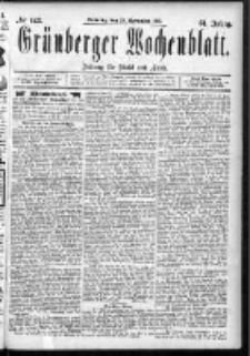 Grünberger Wochenblatt: Zeitung für Stadt und Land, No. 143. (29. November 1885)
