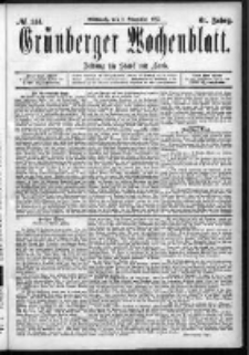 Grünberger Wochenblatt: Zeitung für Stadt und Land, No. 144. (2. December 1885)