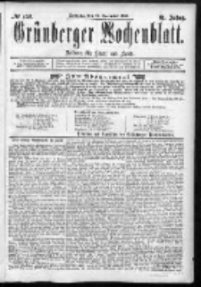 Gr&uuml;nberger Wochenblatt: Zeitung f&uuml;r Stadt und Land, No. 152. (20. December 1885)