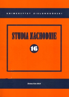 Studia Zachodnie, tom 16 - spis treści