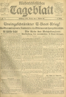 Niederschlesisches Tageblatt, no 27 (Freitag, den 2. Februar 1917)